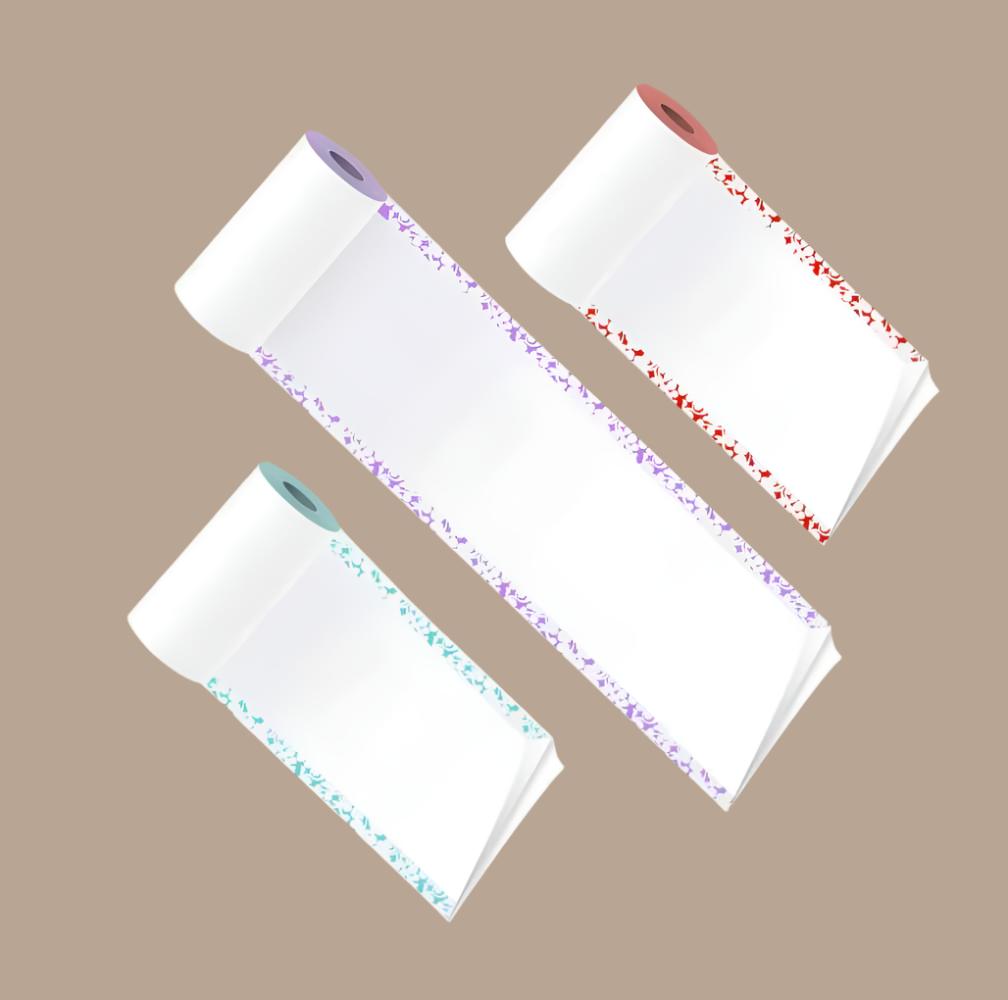 PoooliPaper Colored Edges Paper 3 Rolls (Sticky or Regular)