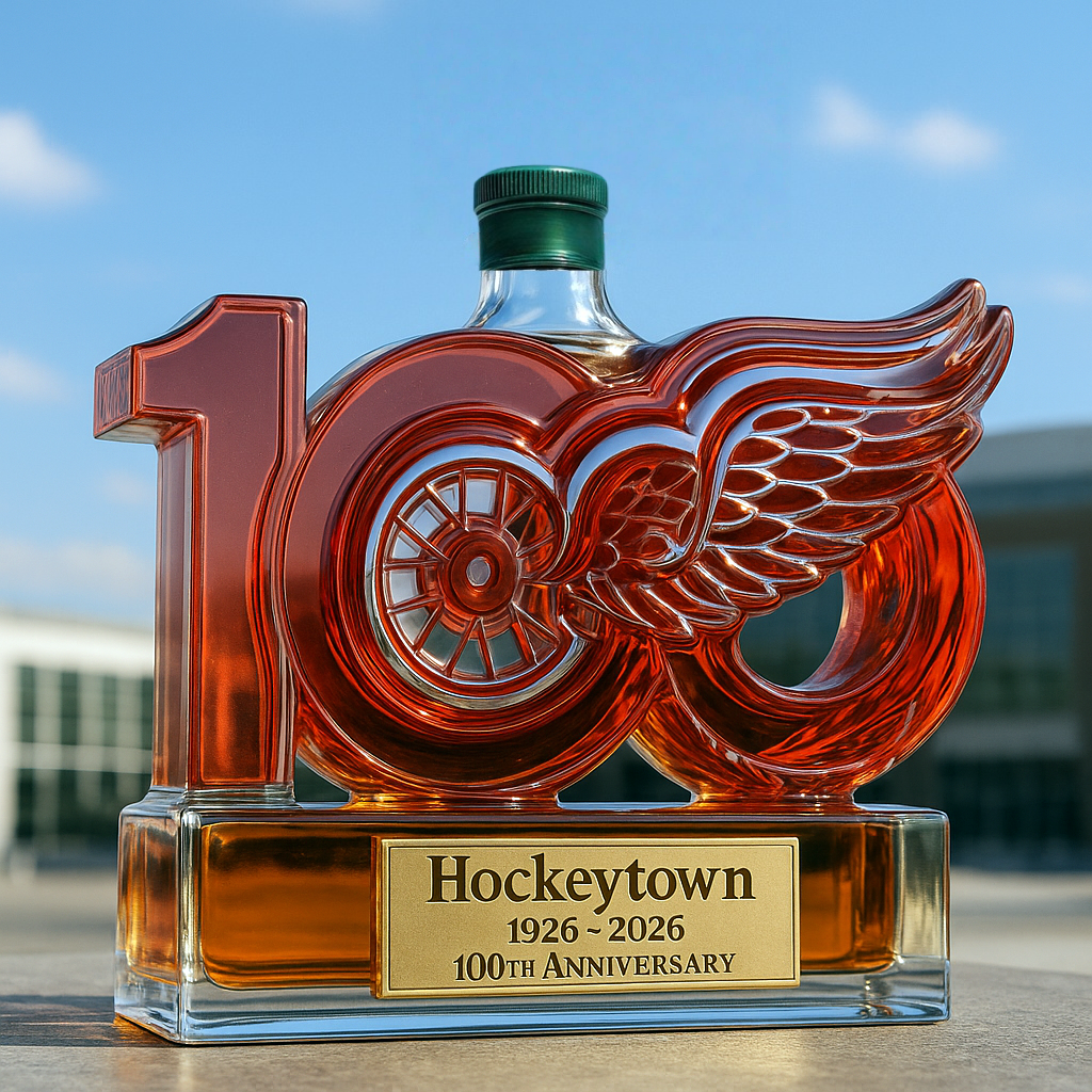 🔥Limited Edition🎁Detroit Red Wings 100th Anniversary Whiskey Bottle