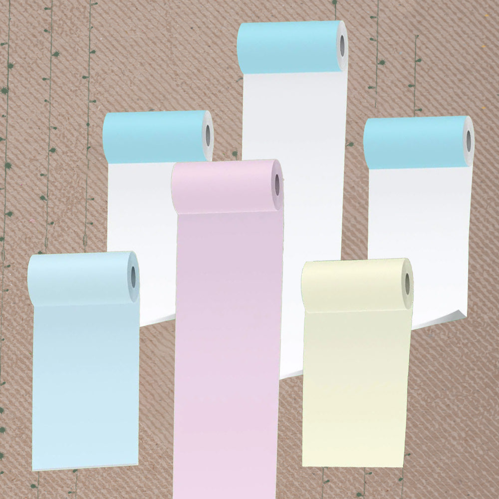 PoooliPaper White Sticky Paper (3 rolls) + Colored Paper (3 rolls)