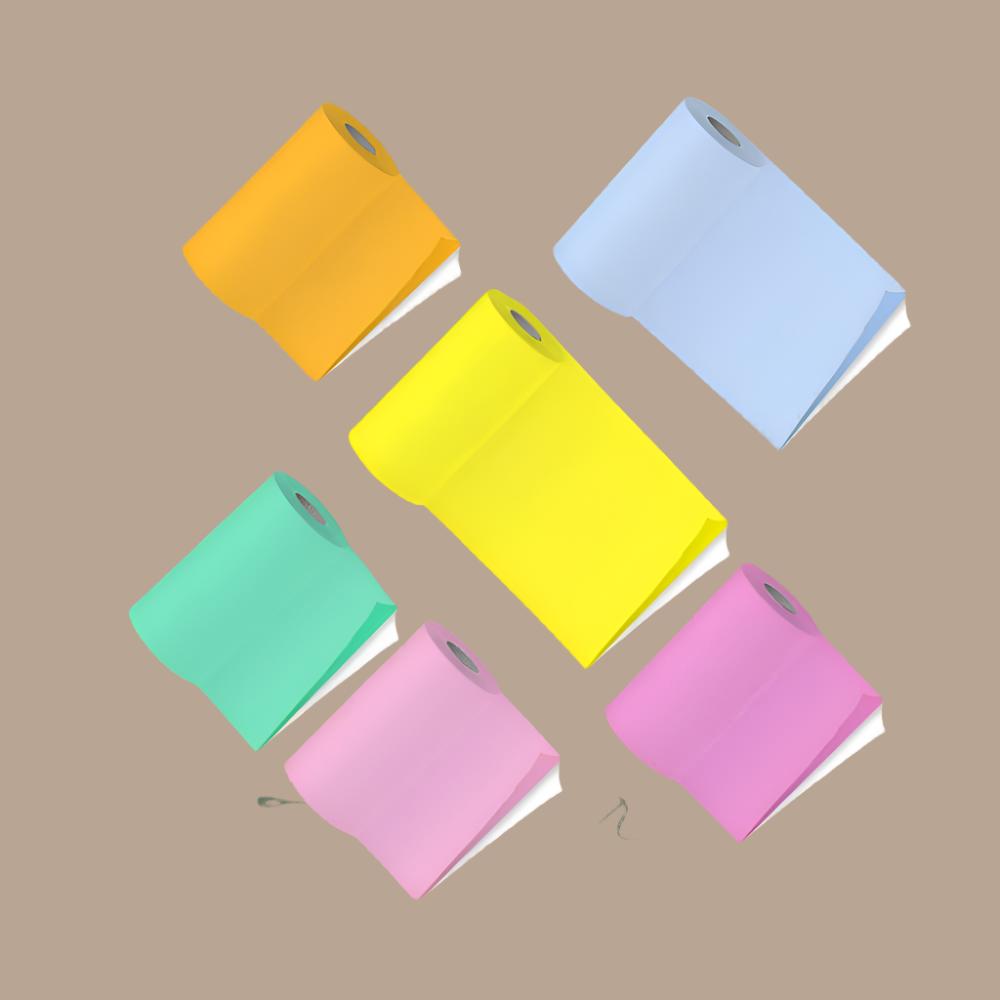 PoooliPaper Sticky Colored Paper 6 Rolls - Version 2