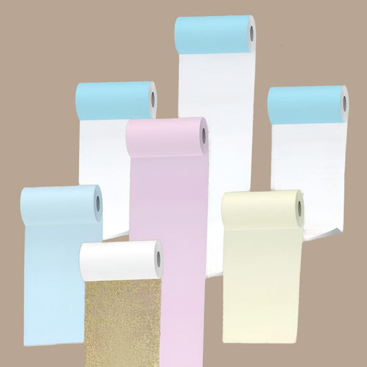 PoooliPaper 3 rolls of White Sticky & Regular Colored Paper + 1 roll of Sticky Gold Paper.